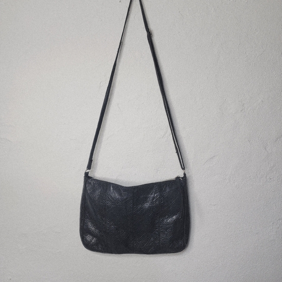 Day & Mood Handbags - Day‎ & Mood Black Embossed  Leather Crossbody